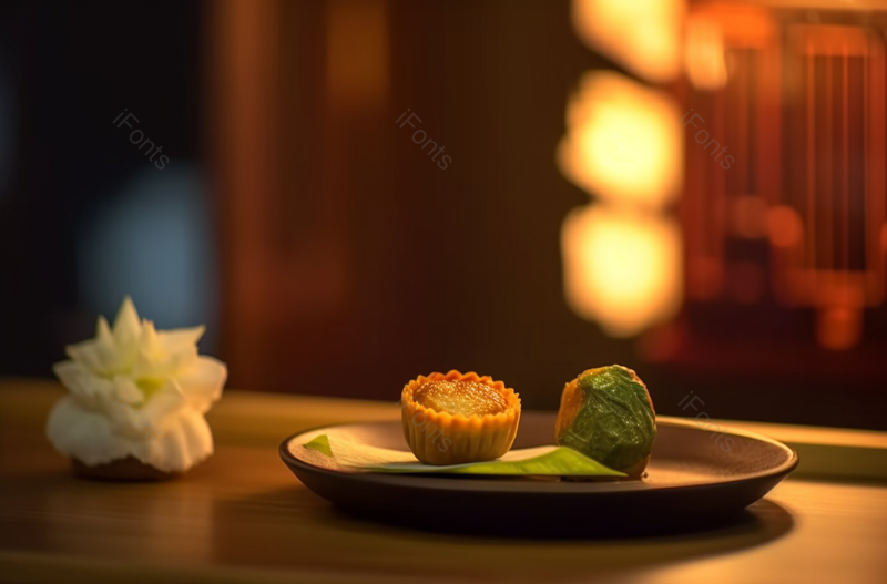 唯美夜晚中秋节月饼饮食摄影图,高清,摄影图,摄影图片,图片大全,摄影图免费下载